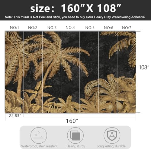 -Gold Palms Botanical Backdrop Large Fabric Wallpaper Retro Tropical Plant - Image 4