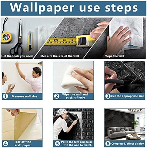 3D Wall Panels Peel and Stick, 29 Sq Ft Coverage, Faux Brick Black - Image 6