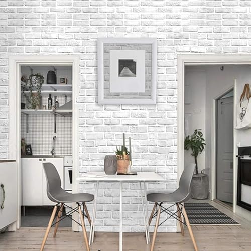 practicalWs White Brick Wallpaper Peel and Stick Waterproof Self-Adhesive - Image 7