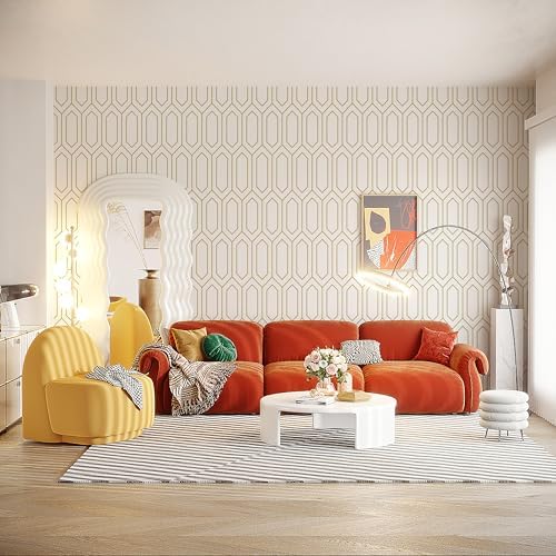Safiyya Peel and Stick Wallpaper White and Gold Geometric Contact Paper - Image 6