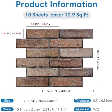 COMSTICKC 3D Peel and Stick Faux Brick Wall Panels, Ultra-Light - Image 6