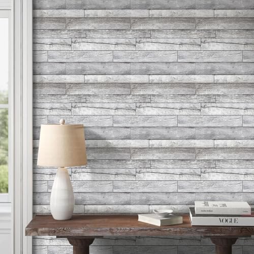 COMSTICKC 3D Faux Wood Wall Sticker Shiplap Peel and Stick - Image 6