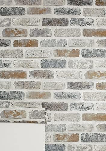 NextWall Washed Faux Brick Smooth Peel and Stick Wallpaper - Image 6