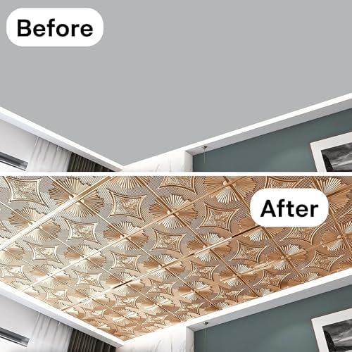 Art3d PVC Drop Ceiling Tiles 24x24 in, 48 Sq.Ft, Classic Bronze - Image 6