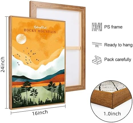 CHDITB National Park Framed Canvas Wall Art Set, Grand Canyon Yosemite Rocky - Image 6
