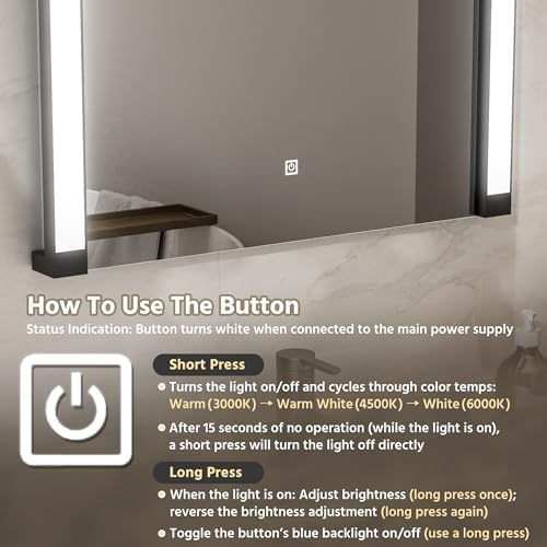 24" Wx32 H LED Mirror for Bathroom Vanity Mirror, 270° Rotatable LED Arms for - Image 6
