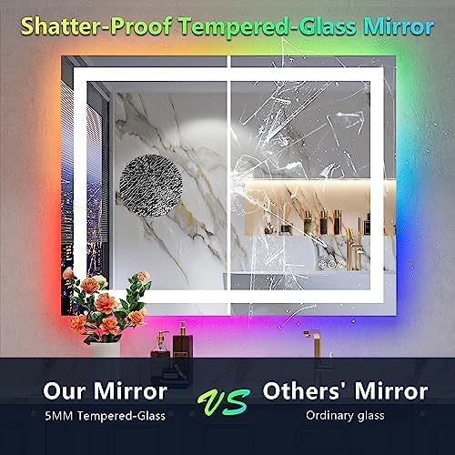 28x36 LED Bathroom Mirror with Lights, RGB Backlit Lighted Mirror - Image 6