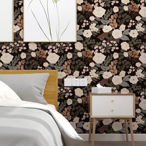 Brown Vintage Floral Peel and Stick Wallpaper 17.5" x 118" - Image 7