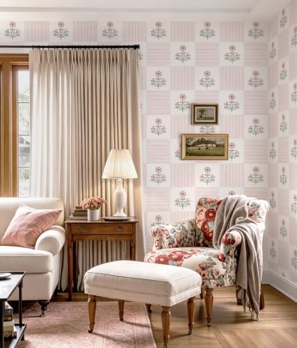 Guvana Pink Floral Peel and Stick Wallpaper Boho Contact Paper Vintage Floral - Image 6