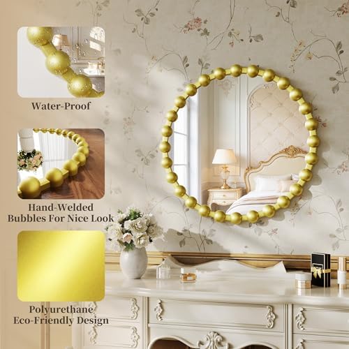 24 Inch Gold Round Mirror, Decorative Vanity Circle Mirror Wall - Image 6
