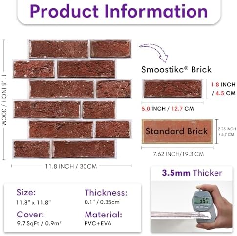 3D Faux Brick Wall Panels Peel and Stick, Designed - Image 6