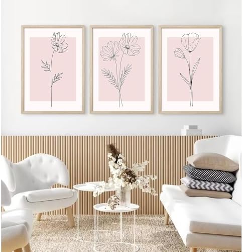 Pink Wall Art Pictures Decor Blush Pink Flower Canvas Painting Floral Botanical - Image 7