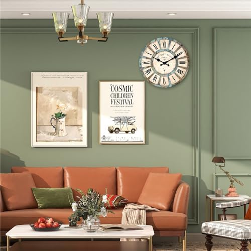 Rustic Wood Silent Wall Clocks Battery Operated 12 Inch - Image 6