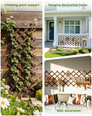 2 Pack Expandable Wooden Lattice Fence Panel, 2.2 x 5.2 Ft - Image 5