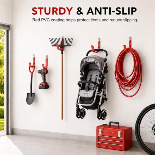 6 Pack Metal Garage Hooks, Heavy Duty Hose Hanger Wall Mounted Utility Storage - Image 6