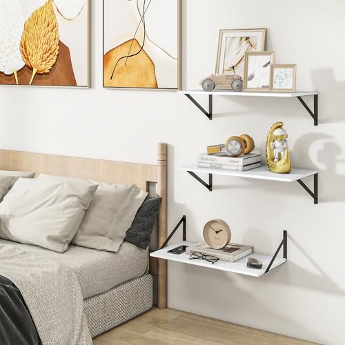 Heimlove 24W x 12D Deep Floating Shelves Set of 3 White - Image 6