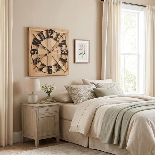 24 Inch Large Square Wood Wall Clock - Image 7