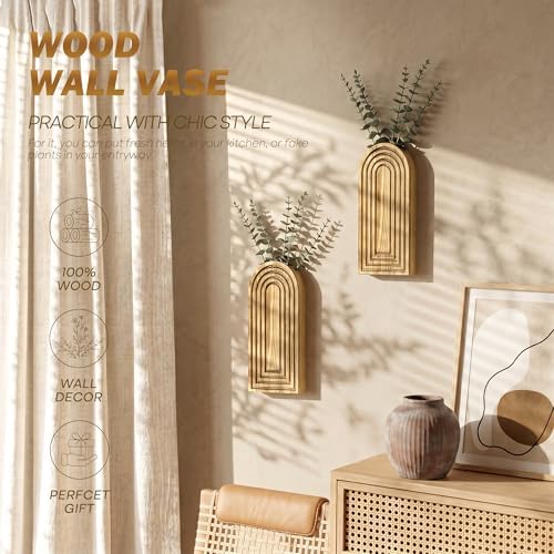 EOSAHR Wall Vase: Wall Planter for Indoor Plants & Fake Flowers, WarmYellow - Image 6