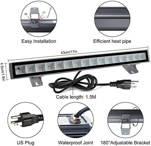CREATESTAR LED RGB Light Bar for Wall Lighting, 48w Outdoor Wall Washer Light - Image 7