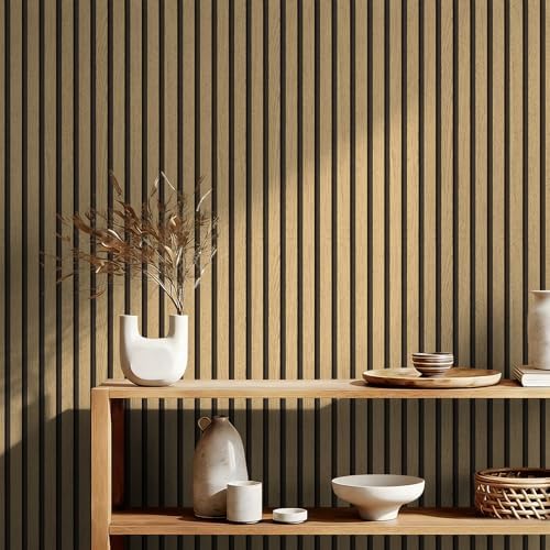 myforHD Wallpaper Peel and Stick Wood Grating Stripe Self-Adhesive Wallpaper - Image 6