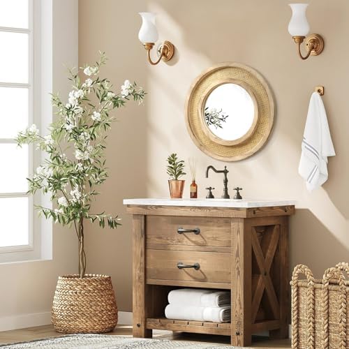 JJUUYOU Wood Mirror with Wood Frame Circle Mirrors - Image 7