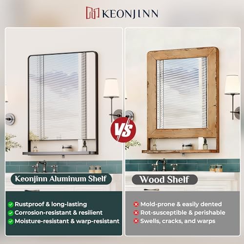 Keonjinn 22 x 30 Inch Black Bathroom Mirror - Image 7