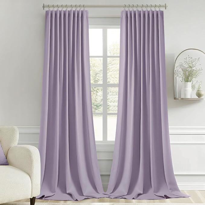 MIULEE Lilac Back Tab Blackout Curtains 102 Inch Long 2 Panels Set - Image 9
