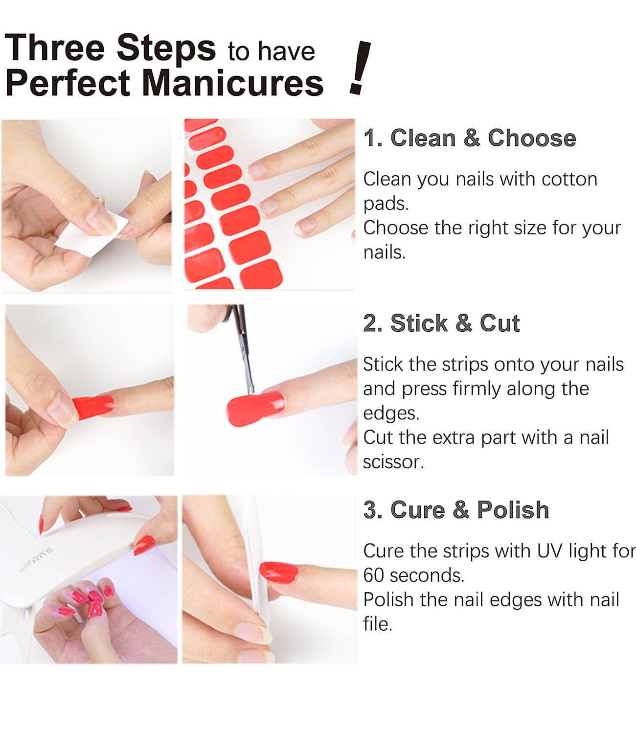 Semi Cured Gel Nail Strips, Irregular French, Glitter 20pcs Gel Nails Sticker for Home Nails DIY