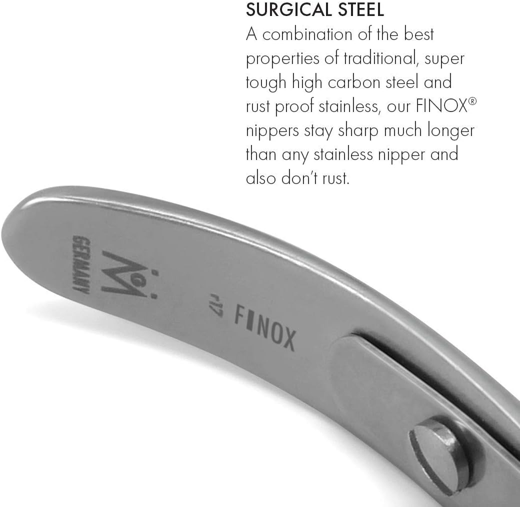 GERMANIKURE Standard Professional Cuticle Trimmer - 3/4 Full Jaw Nipper - Ethically Made in Germany - FINOX Stainless Steel Sharp Cuticle Remover in Leather Case – Manicure Tool, r177, 7mm