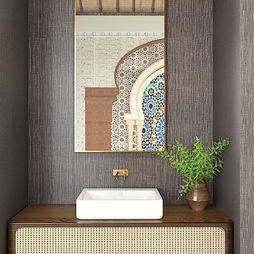 CRE8TIVE Taupe Brown Grasscloth Peel and Stick Wallpaper 12"x80" Faux Woven - Image 7
