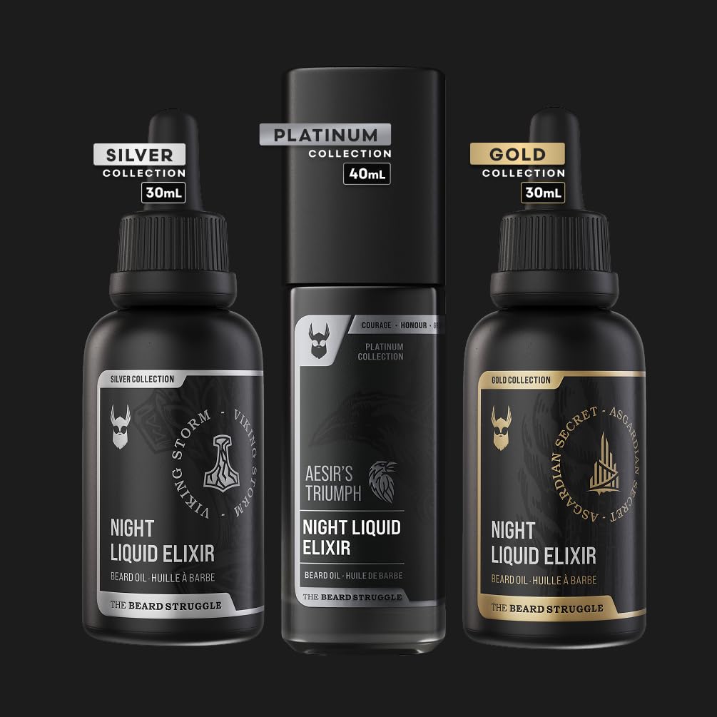 The Beard Struggle - Beard Oil for Men - Natural Blend for Softens, Moisturizing, & Healthier Beard Growth - Viking Storm Night Liquid Silver Elixir - Vegan-Friendly Beard Growth Oil (1 Fl oz)