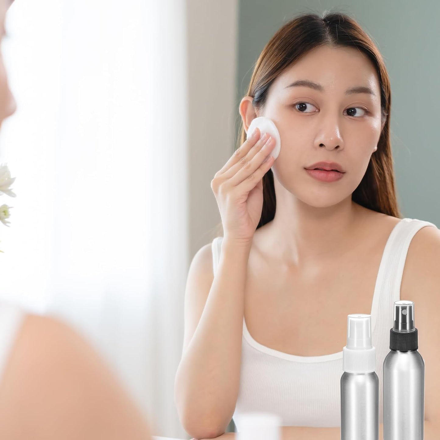 HARFINGTON 3pcs Aluminum Fine Mist Spray Bottles 120ml/4oz Metal Small Liquid Alcohol Refillable Travel Container with Black Plastic Nozzle Cap for Perfume Skincare Cosmetic Storage Bottle