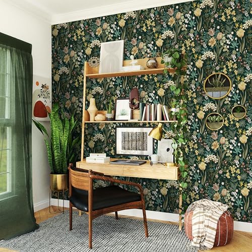 Floral Peel and Stick Wallpaper Boho Vintage Dark Green 472’’17.3’’ - Image 6