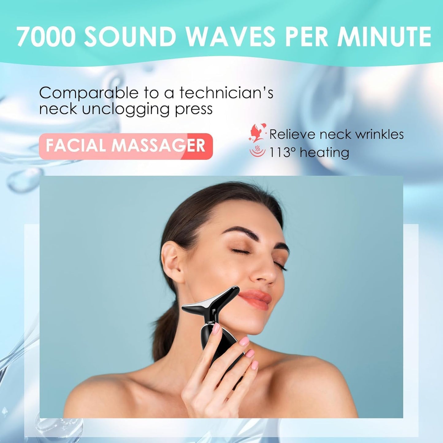 Facial Massager Red-Light-Therapy-for-Face and Neck, Face đť–˛ culpting Wand with 7 Color (Bright Black)