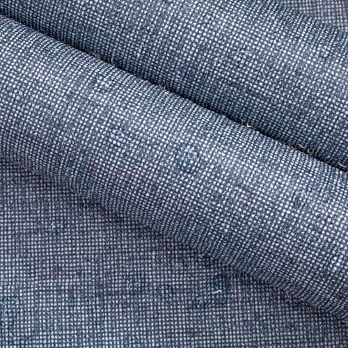 Denim Blue Grasscloth Peel and Stick Wallpaper 15.7inch x 393.7inch - Image 6