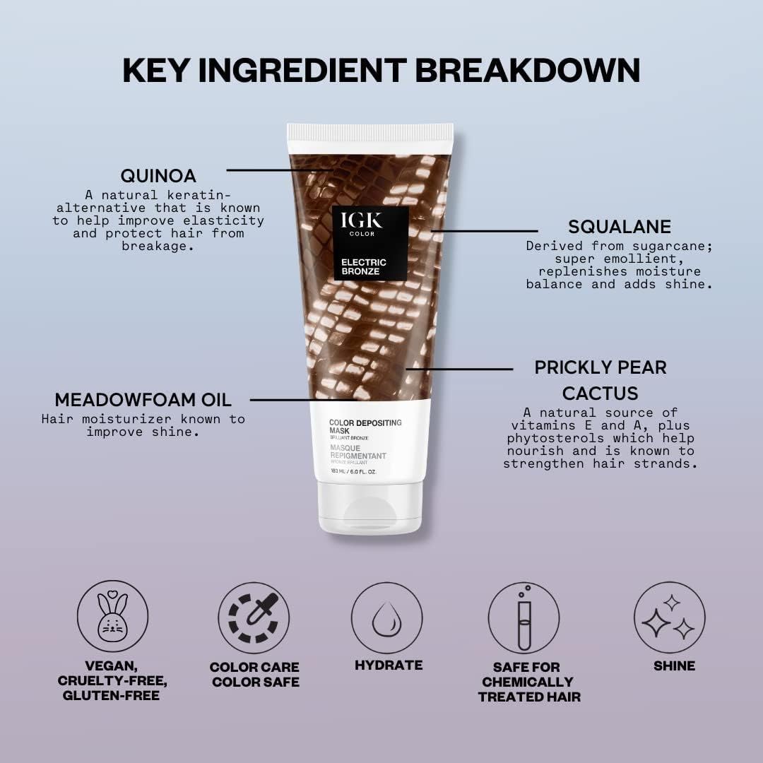 IGK Hair Gloss Toner & Color Depositing Mask | Muted Honey Semi-Permanent | Vegan + Cruelty Free | Honey Please