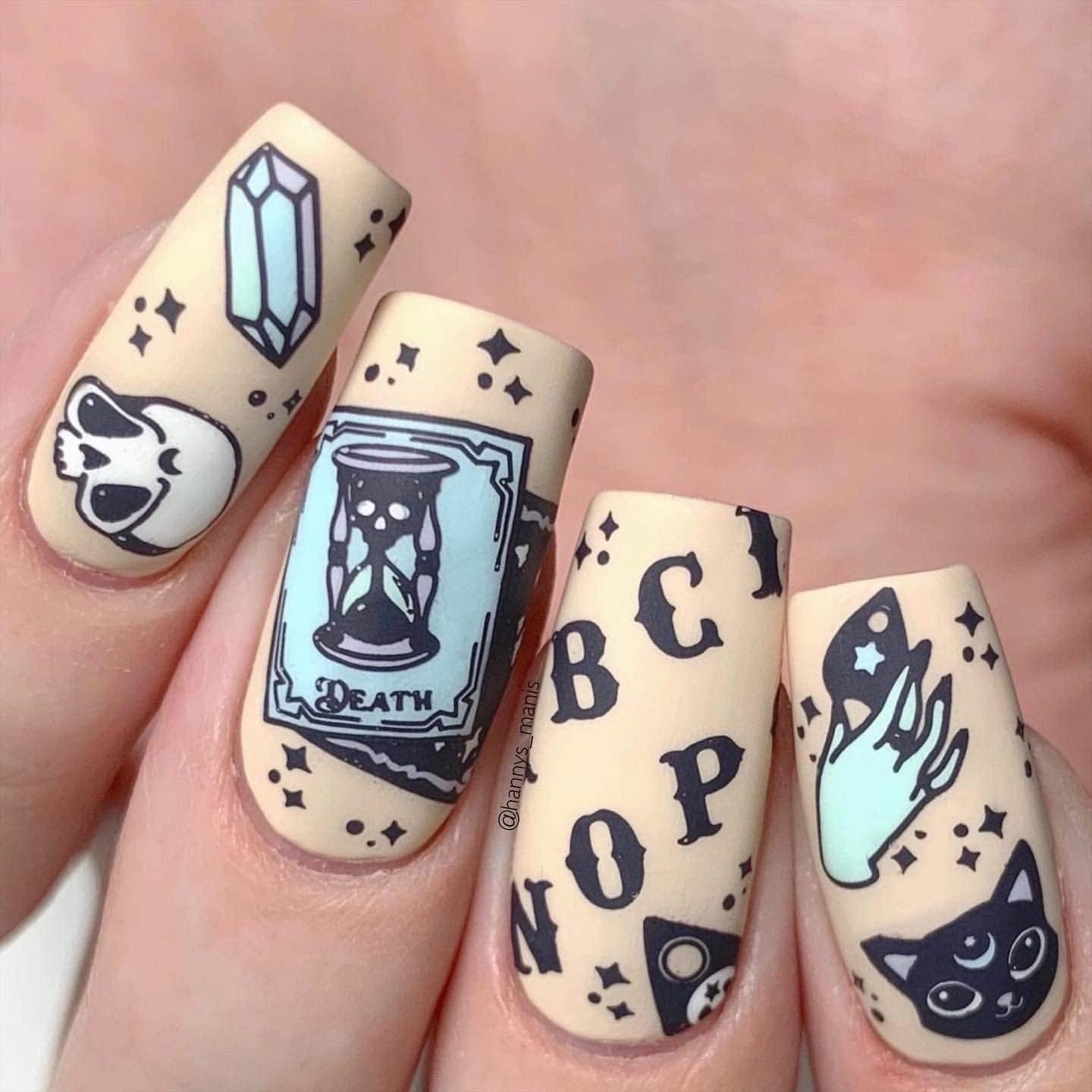 Maniology Sorcery and Spells Nail Stamping Plate Set, Halloween Plates Bundle, Sorcery Wizards Spirit Speaks Ouija Board Tarot Cards Manicure