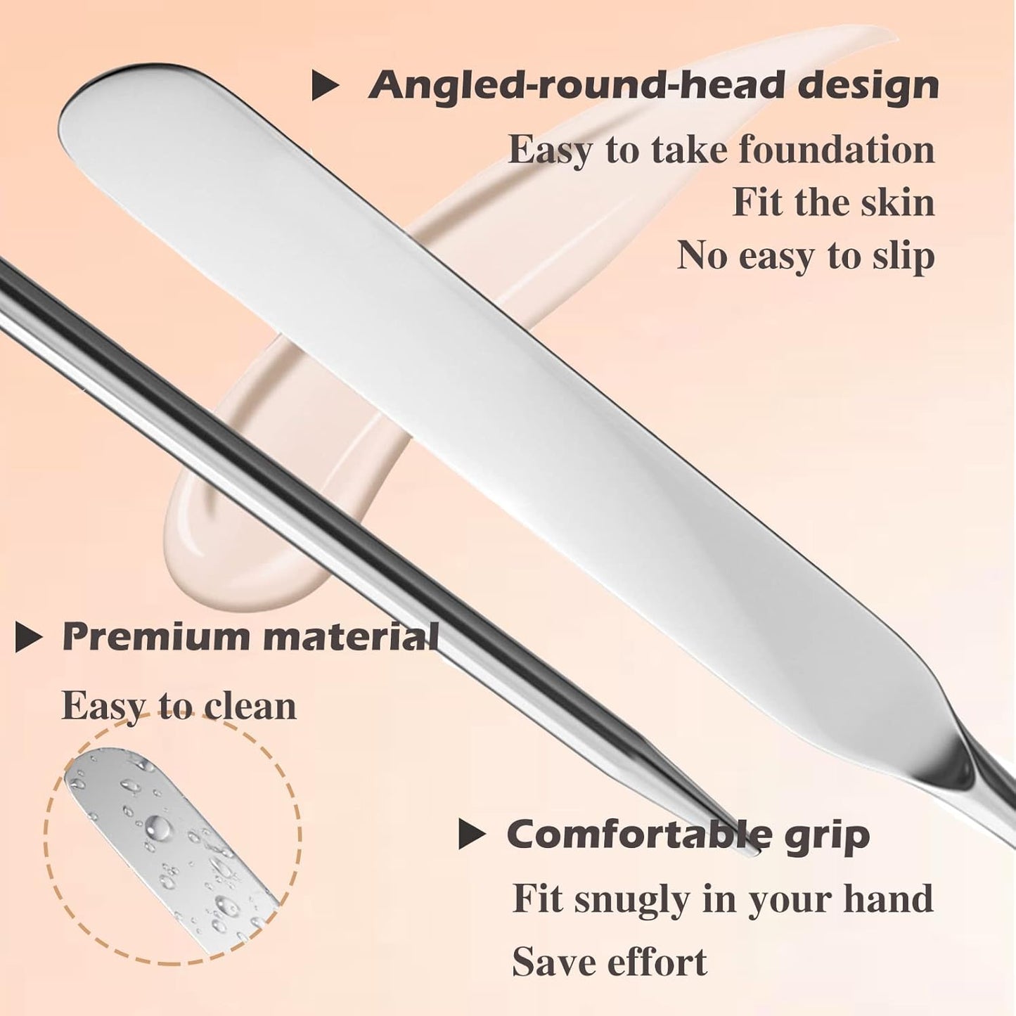 Picasso Makeup Spatula and Palette Set, Korean Makeup Spatula with Leather Cover, Stainless Steel Makeup Palette with Scraper Tool, Metal Foundation Palette for Cosmetic Pigment Blending(SS)