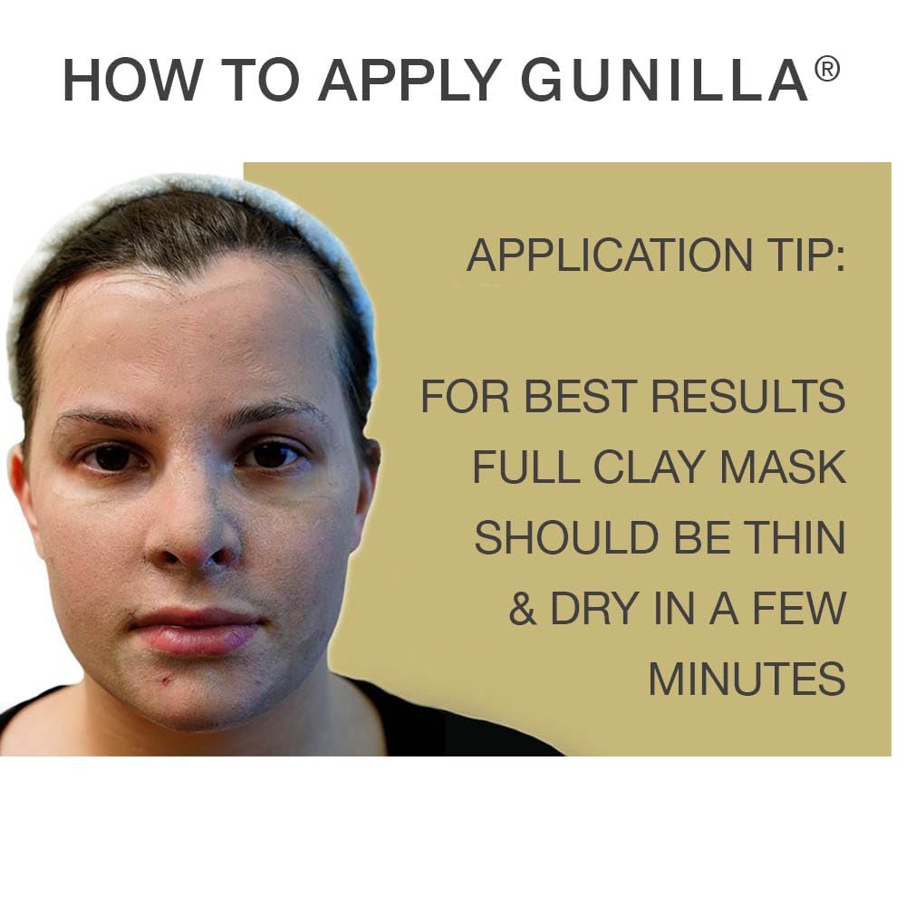 GUNILLA Skin Perfecting Clay Mask, Vegan, No Additives, 3-in-1 Deep Pore Cleansing Facial Mask, Refining, Detox & Spot Treatment, All-Natural, Pro-Grade, 35 Clay Masks 2.5 fl oz - Made in Sweden.