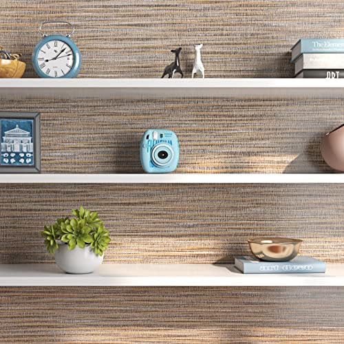 FunStick 15.7"x240" Brown Grasscloth Peel and Stick Wallpaper Textured Fabric - Image 6