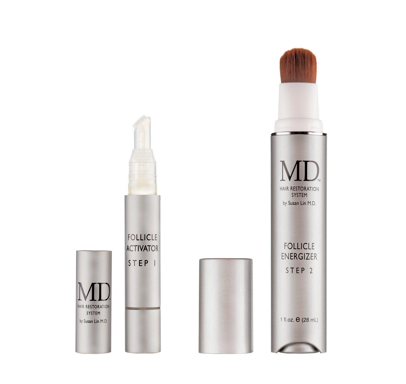 MD Hair Restoration Two Step System – Follicle Activator/Enhancer & Energizer for Hair Thinning, Regrowth, Nourishment, Follicle Stimulation – Ideal for Men & Women