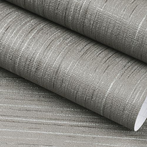 FunStick 24"x200" Grey Grasscloth Peel and Stick Wallpaper Textured Self - Image 7