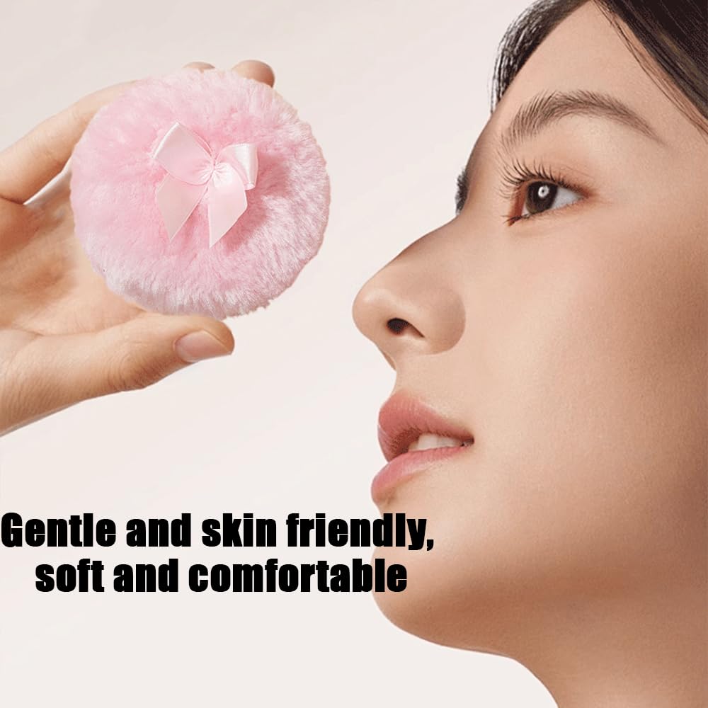 Luxury 4.2 Inch Glass Powder Container with 2 Plush Puffs|Non-Sealed Refillable Organizer for Body Powder&Makeup|Setting Powder Applicator w/Loose Powder Storage(Pointed Cylinder-Amber-Large)