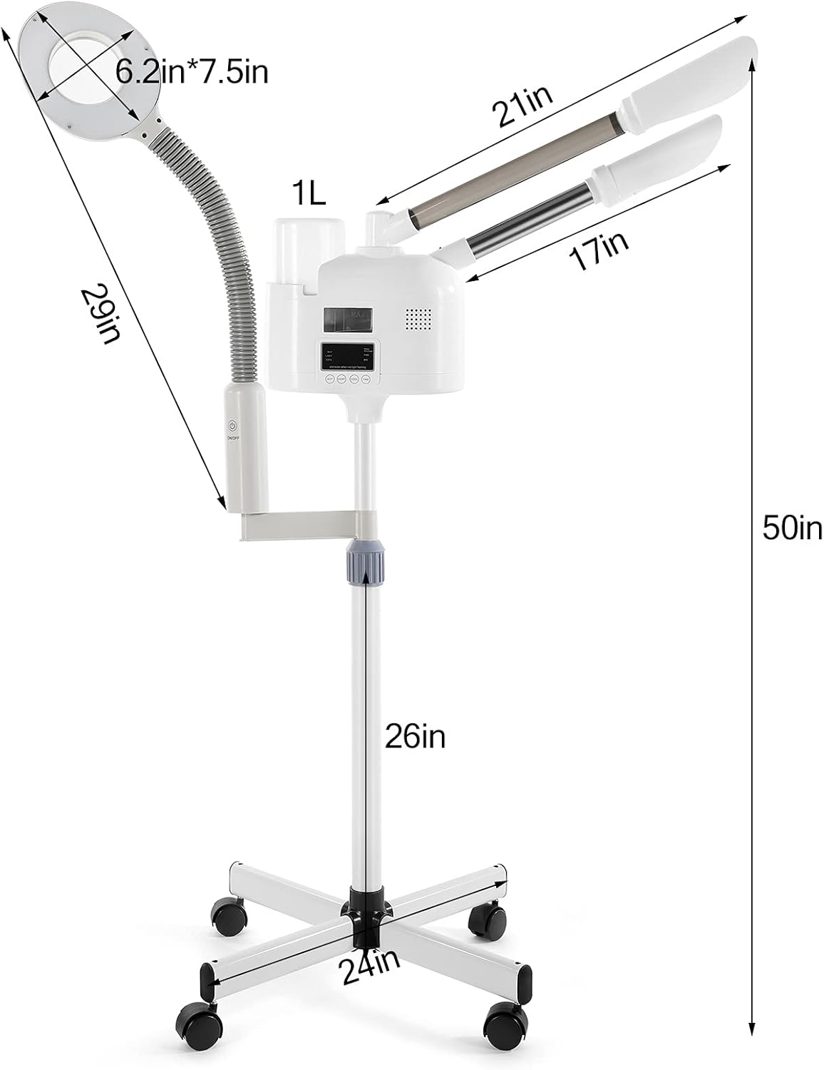 Professional 3 in 1 Facial Steamer Upgrade Esthetician Steamer with hot & Cold Nozzle 5X LED Magnifying Lamp Beauty Salon Spa
