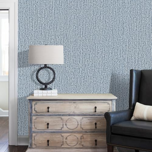 Peel and Stick Wall Paper Blue Textured Wall 15.7inch x 196.85inch Covering - Image 6