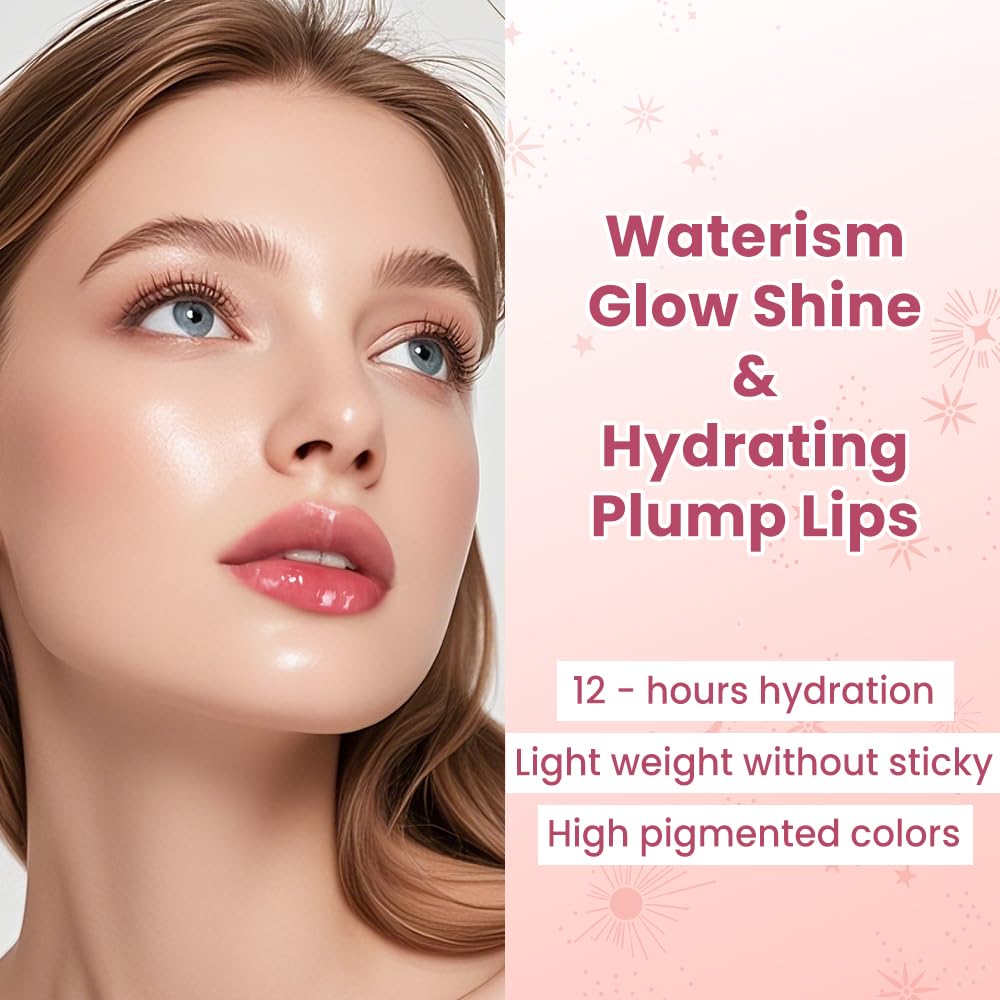 CATKIN Glossy Lip Balm 3pcs Gift Set, Ultra Hydating Glow Lip Tinted Jelly Plump Melting Balm Shea Butter Repair Soothing For Dry Lips Dewy Finished 0.12 oz 02