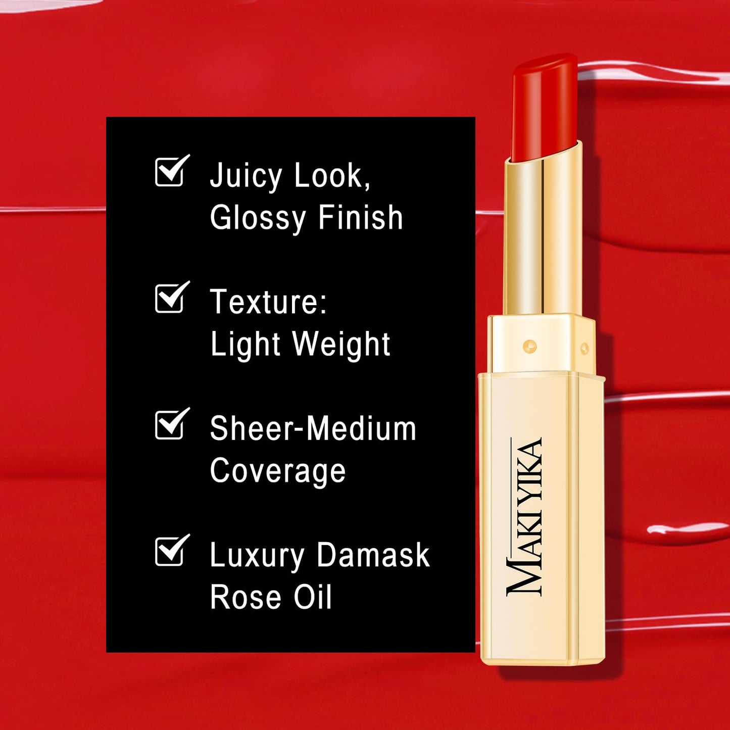 3Pc Moisture Lipsticks for Women Nude Pink Red Lipstick Hydrate Tinted Lip Balm for Dry Cracked Lips Glossy Lip Color, MA55/62/63
