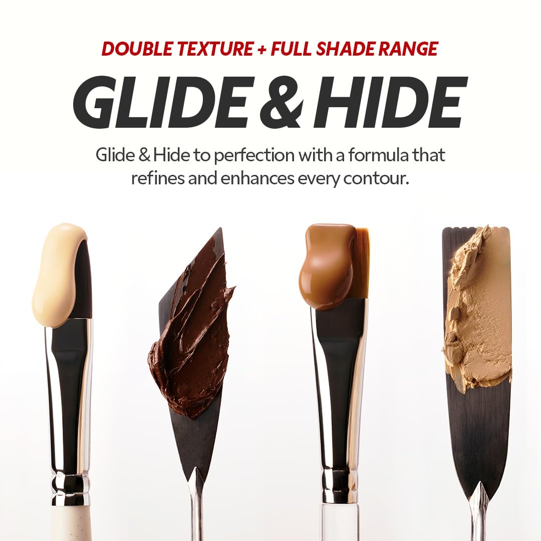 TIRTIR Glide&Hide Blurring Concealer - Creamy texture, Conceals dark circles and wrinkles, Dual formula (liquid tip & balm stick), Long-lasting wear, Korean Makeup, #6.8C, 0.28 Oz