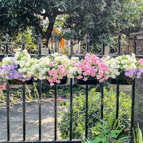 Hanging Planters, 10.6" Metal Railing Planters - Image 7