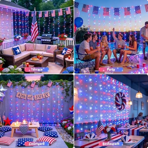 JMEXSUSS 300LED Red White & Blue Curtain Lights - Image 7